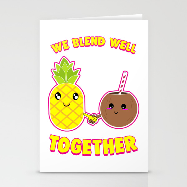 pix Cute Coconut Puns we blend well together funny pineapple coconut pun stationery cards by theperfectpresents