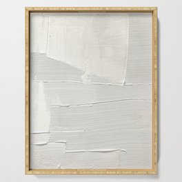 Relief [1]: an abstract, textured piece in white by Alyssa Hamilton Art Serving Tray