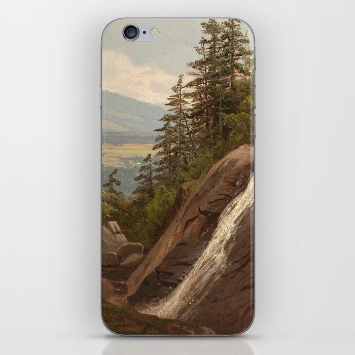 Birch Mountains and Valley Waterfall landscape apinting by Alfred Thompson Bricher iPhone Skin