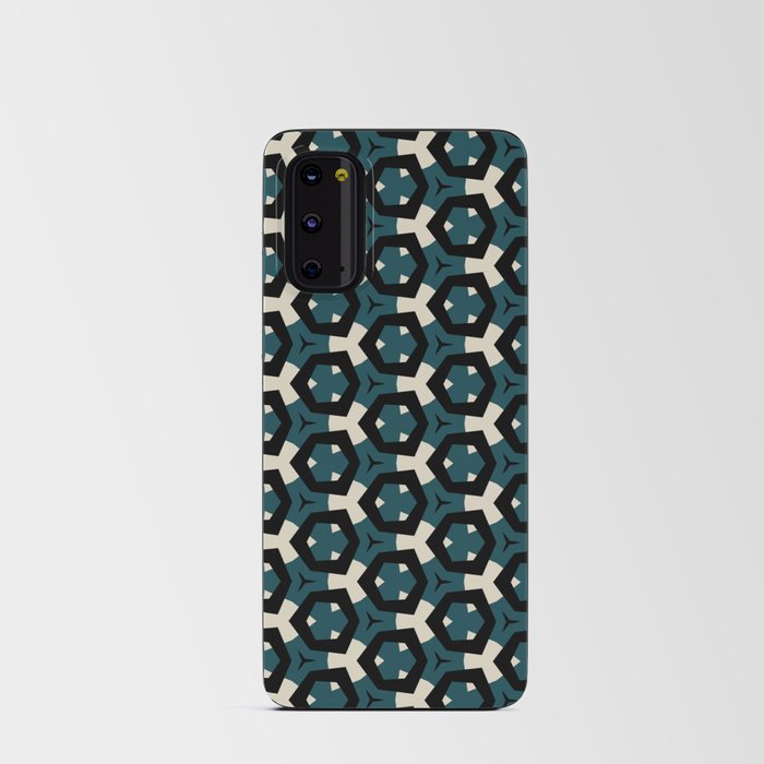 Modern, abstract, geometric pattern with hexagon shapes in deep sea green, bone, tan and black Android Card Case