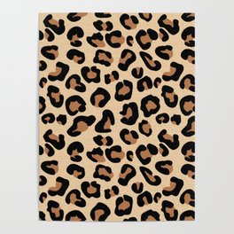 Leopard Print, Black, Brown, Rust and Tan Poster