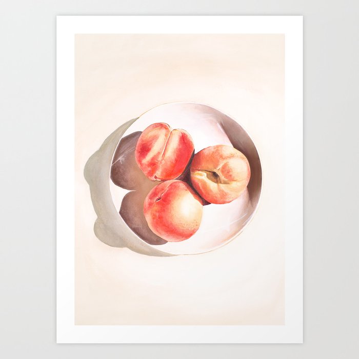 Fruit Still Life Watercolor Peaches Art Print