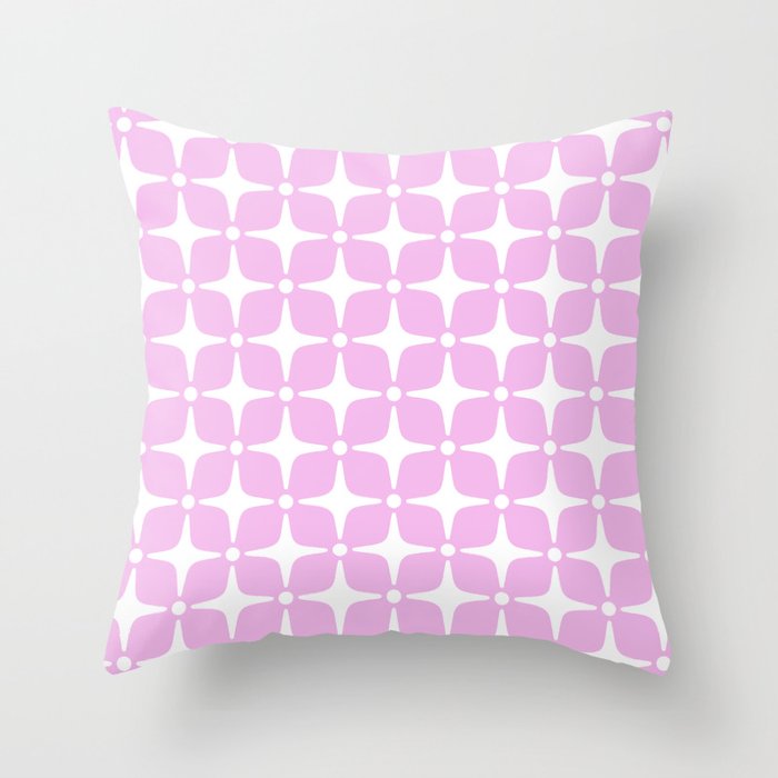 Mid Century Modern Star Pattern 731 Pink Throw Pillow
