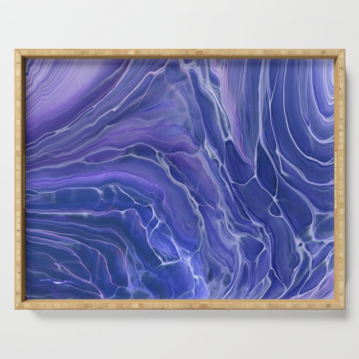 Lavender Blue Marble Abstraction Serving Tray