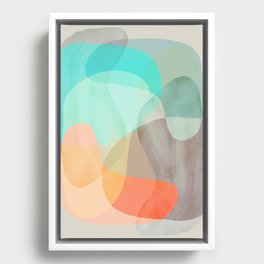 Shapes and Layers no.29 - Blue, Orange, Gray, abstract painting Framed Canvas