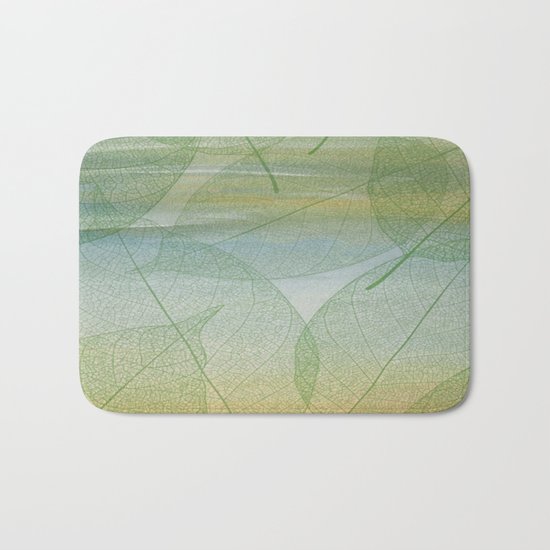 Delicate Painterly Leaves Bath Mat