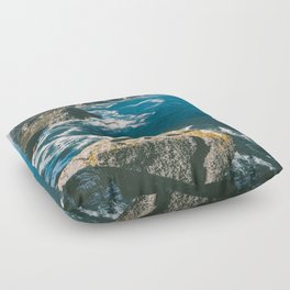 Spain Photography - Blue Ocean Waves By The Coast Floor Pillow