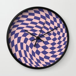 Purple and pink swirl checker Wall Clock