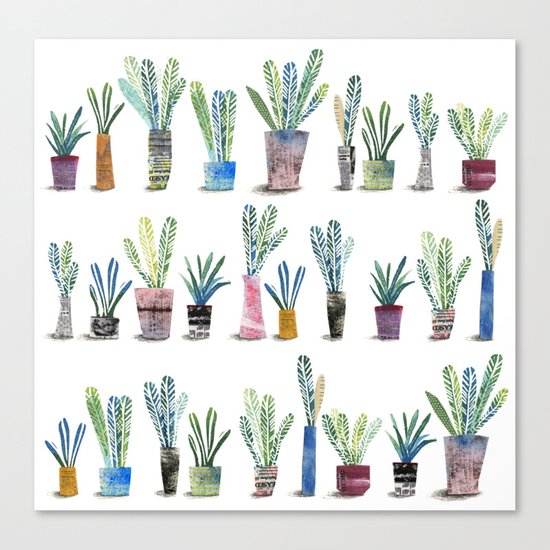 Plants in pots Canvas Print