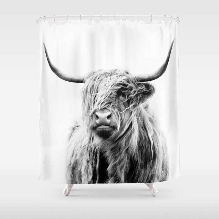 portrait of a highland cow Shower Curtain
