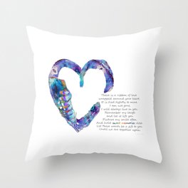 Blue Heart Art For Grief Healing - Ribbon Of Love Throw Pillow