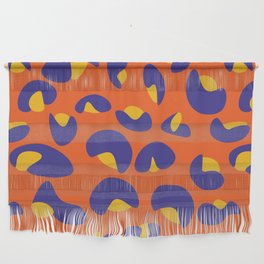 Abstract Seamless Leopard Print Pattern - Dark Slate Blue and Halloween Orange Wall Hanging