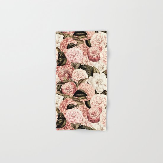 Vintage & Shabby floral camellia flowers watercolor pattern Hand & Bath Towel