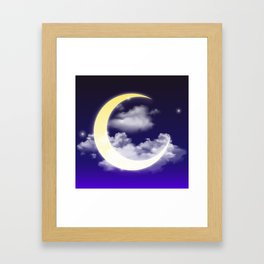 Cloudy moon Framed Art Print