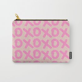 XOXO Print Peach And Pink Hugs And Kisses Minimalistic Wall Art XOXO Pattern Preppy Modern Decor Carry-All Pouch