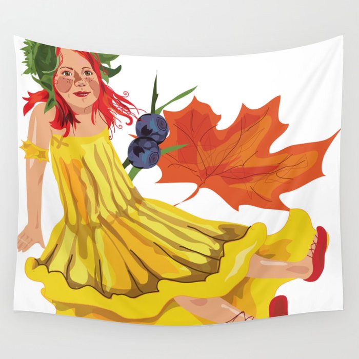 Autumn girl Wall Tapestry