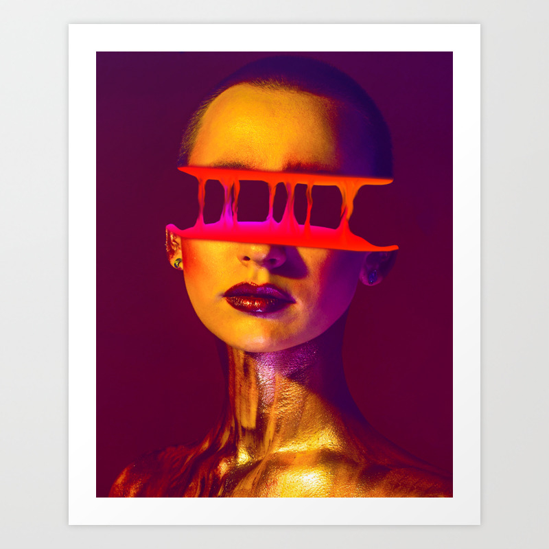 Half Face Glitch Poster Gradient And Liquid Art Print By Freds Gallery Society6