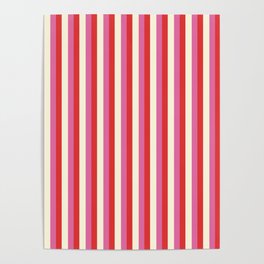 Retro Pink and Red Vertical Stripes Poster