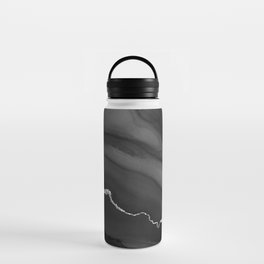 Black & Silver Agate Texture 01 Water Bottle