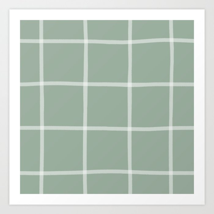 Elegant grid in minty green Art Print