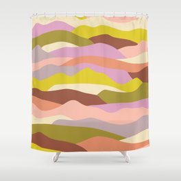 Sherbet Pastel - Peaks and Valleys Shower Curtain | Chic, Modern, Cute, Cool, Waves, Abstract, Landscape, Graphicdesign, Psychedelic, Neutral 