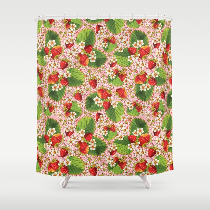 Pink Paisley Strawberries Shower Curtain By Patriciasheadesigns