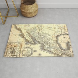 Vintage map of Mexico Area & Throw Rug