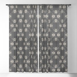 Nature Honey Bees Bumble Bee Pattern Black Beige Sheer Curtain