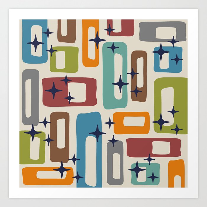 Retro Mid Century Modern Abstract Pattern 224 Art Print By