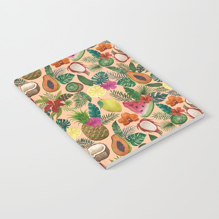 Tropical Fruit and Flower Pattern Notebook