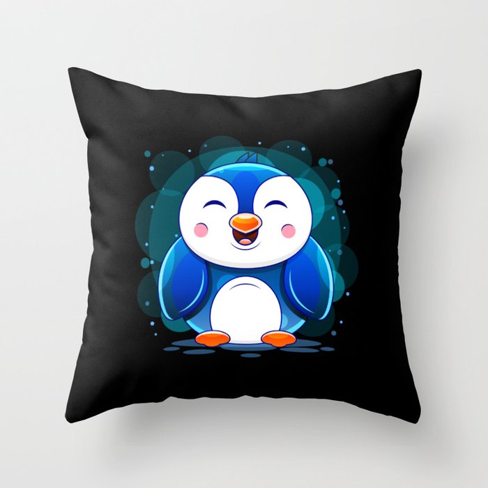 Cute Penguin having fun Penguin gifts Throw Pillow