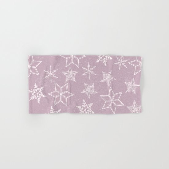 Snowflakes on pink background Hand & Bath Towel