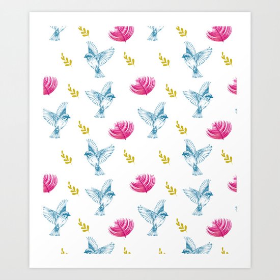 Blue Bird Pattern #society6 #decor #buyart Art Print