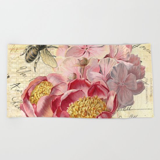 Vintage Flowers #20 Beach Towel