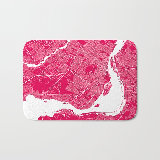 Montreal map raspberry Bath Mat