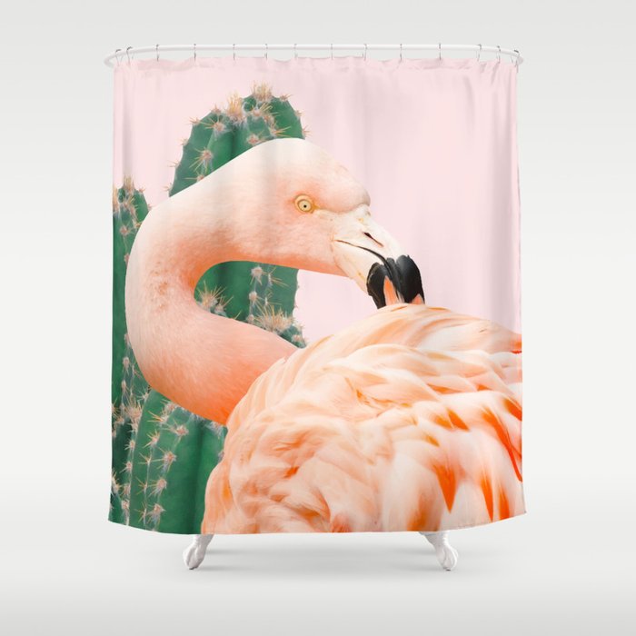 Flamingo & Cactus #society6 #decor #buyart Shower Curtain