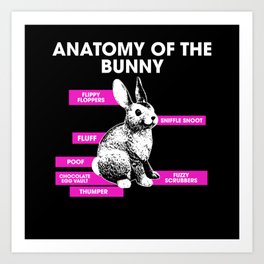 Anatomy Of The Bunny Rabbit Art Print | Christian, Bunny, Bunny Rabbit, Easter Bunny, Kawaii Bunny, Animal, Pet, Cute, Rabbit, Bunny Rabbit Lover 