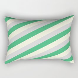 [ Thumbnail: Beige, Light Grey & Sea Green Colored Lined Pattern Rectangular Pillow ]