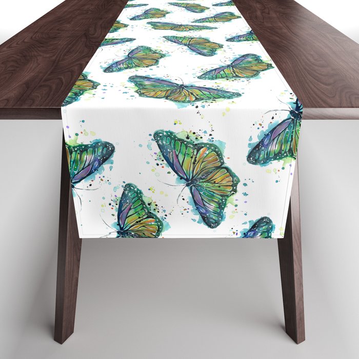 Teal Butterfly Table Runner