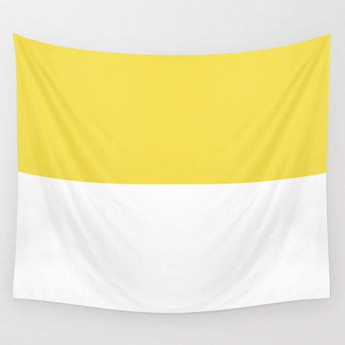 Sunshine Yellow And White Split in Horizontal Halves Wall Tapestry