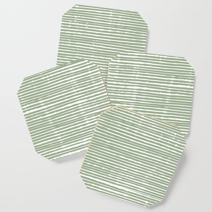 Abstract Stripes, Sage Green, Boho Wall Art Coaster