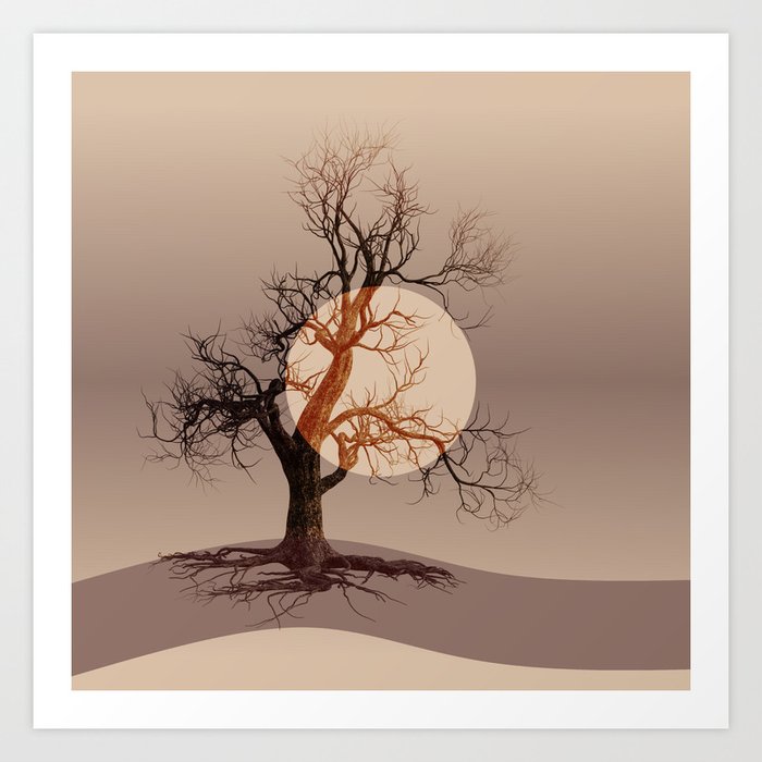 Leafless Tree simple illustration Art Print