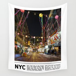 New York City | Chinatown at Night | Travel Photography Minimalism Wall Tapestry