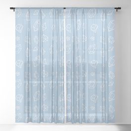 Pale Blue and White Gems Pattern Sheer Curtain
