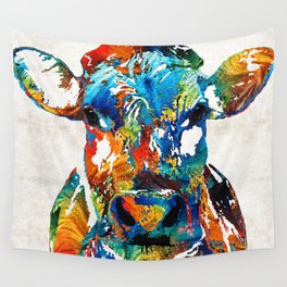 Colorful Cow Art - Mootown - By Sharon Cummings Wall Tapestry