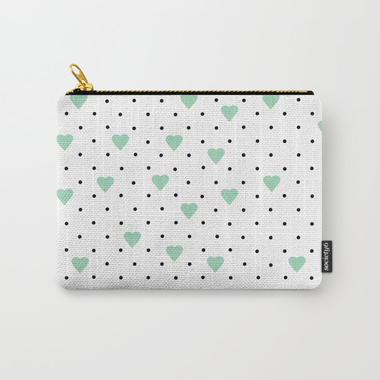 Pin Point Hearts Mint Carry-All Pouch