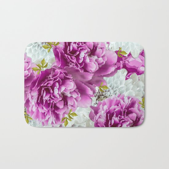 Summer bouquet of purple and white flowers - #Society6 #buyart Bath Mat