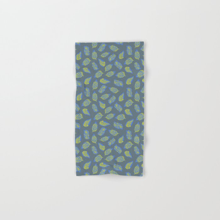 Leaves On Blue Gray Hand Bath Towel Leaves On Blue Gray Hand Bath Towel