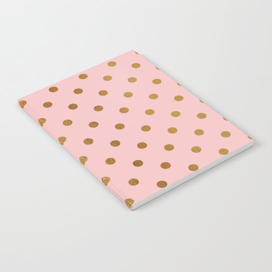 Gold polka dots on rosegold background - Luxury pink pattern Notebook