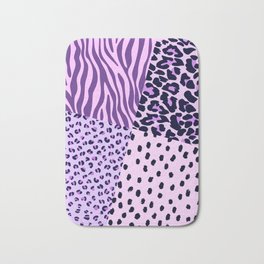 Purple Animal Print Collage Bath Mat